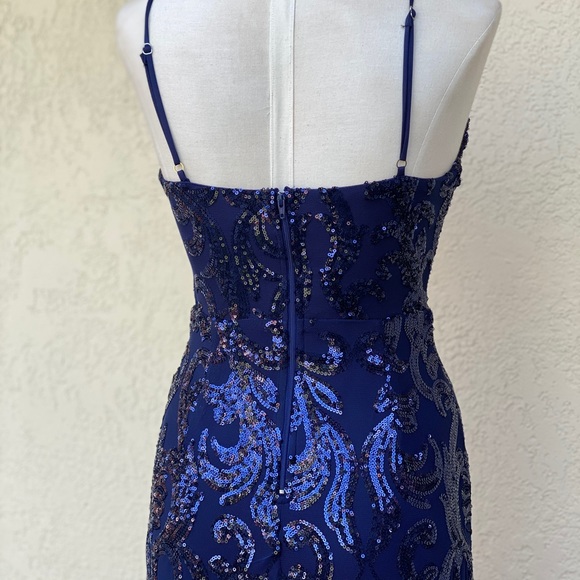 Windsor Navy Sequin Gown with Slits - Picture 8 of 13